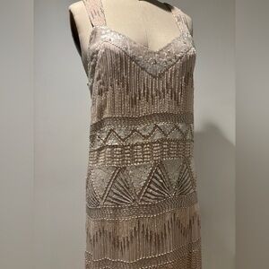 French Connection Beige and Silver sequin Mini Dress